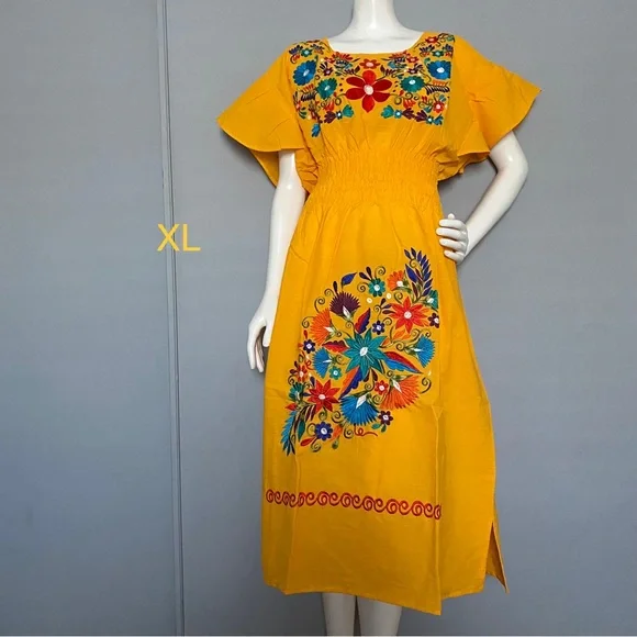 MEXICANA | Dresses | Fiesta Dress Embroidered Mexican Dress Xl Vestido  Mexicano | Poshmark